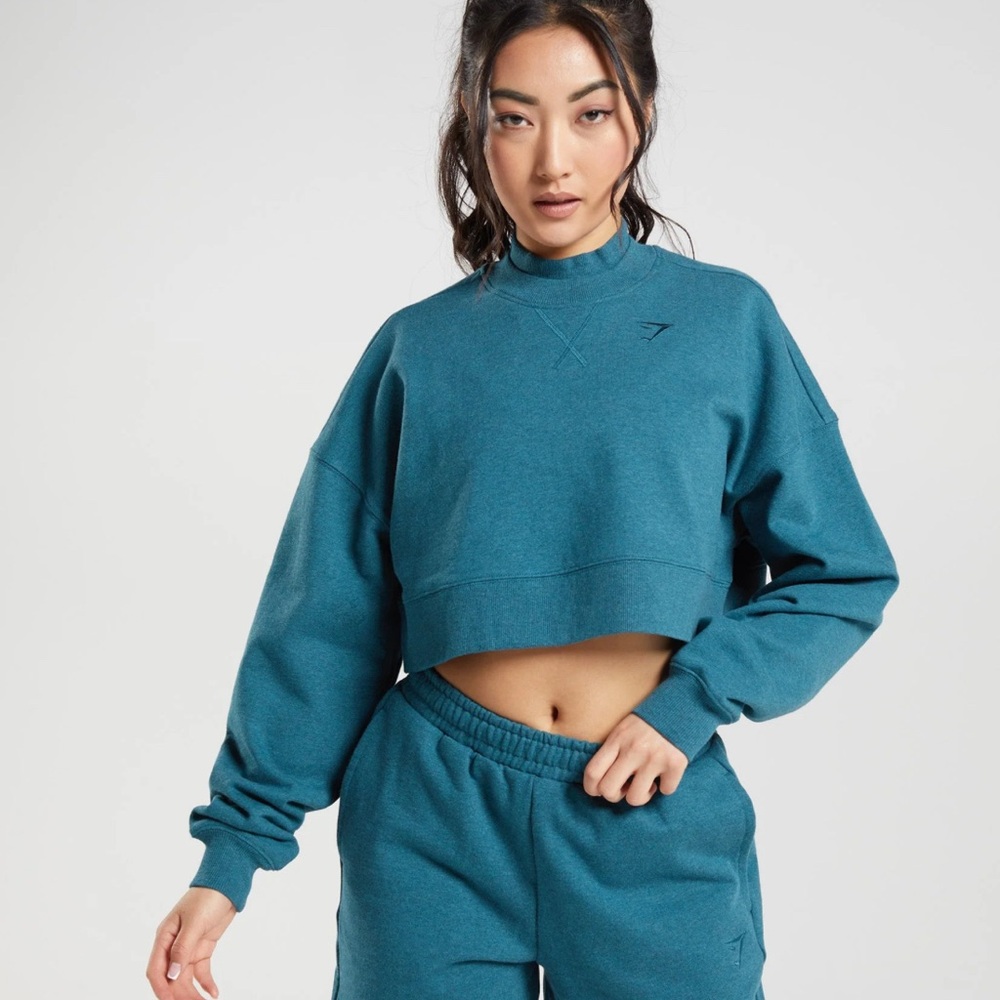Gymshark Blue Women's Cropped Hoodie